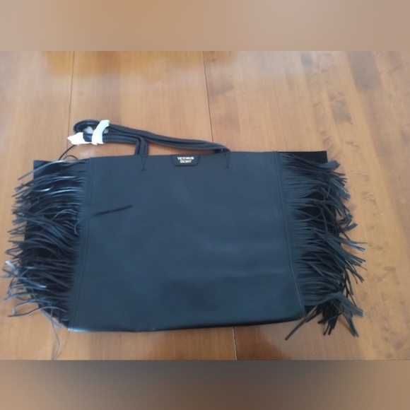 Victoria's Secret Handbags - Victoria's Secret Black Fringe Tote Bag